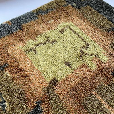 Abstract Scandinavian High Pile Rya Rug Carpet, Sweden, 1960s-QZ-1165936