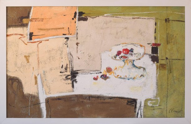 Abstract Still Life Painting, 20th-Century, Oil on Canvas, Framed-AOI-1239888