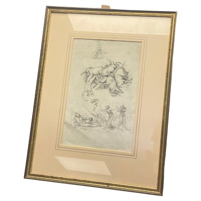 Academic Drawing of Miguel Angelo Scene, 19th-Century, Paper, Framed-UR-1336884