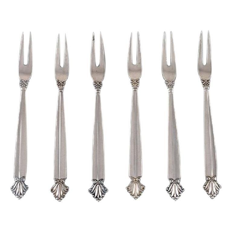 Acanthus Cold Meat Forks by Johan Rohde for Georg Jensen, 1920s, Set of 6