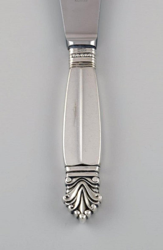 Acanthus Dinner Knife in Sterling Silver and Stainless Steel from Georg Jensen