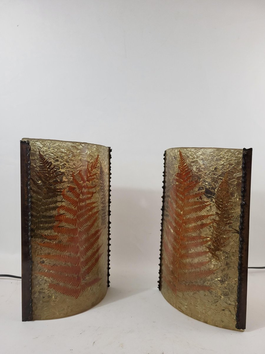 Accolay Resin and Inclusion Wall Lights, 1960s, Set of 2