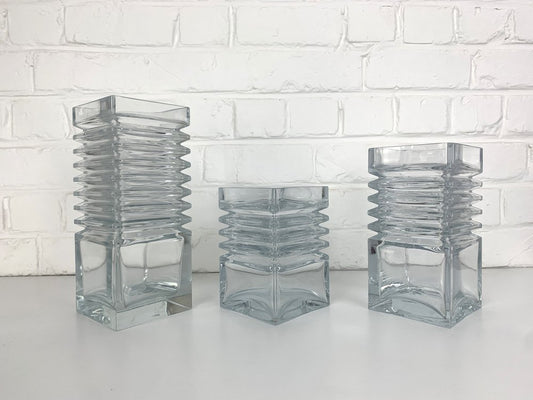 Accordion Vases by Tamara Aladin for Riihimäki Lasi, Finland, 1971, Set of 3