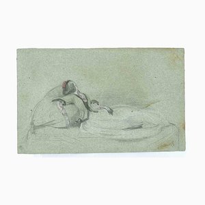 Achille Devezie, Woman Dreaming on the Water, Original Pencil Drawing, 1830s-ZCI-1291412