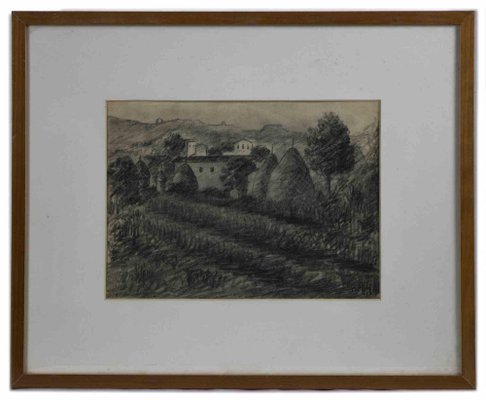 Achille Lega, Landscape, Charcoal Drawing, 1928-ZCI-1441714