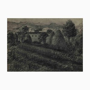 Achille Lega, Landscape, Charcoal Drawing, 1928-ZCI-1421035