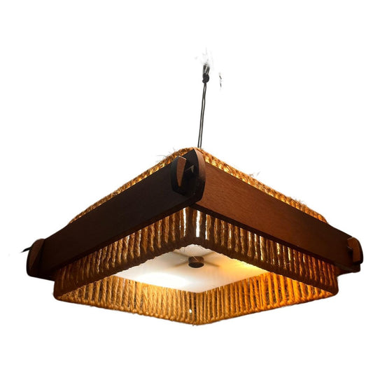 Acryl Wooden Ceiling Light from Temde, 1970s