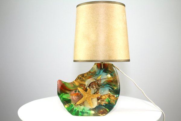 Acrylic and Parchment Table Lamp, 1950s-ZWH-541268