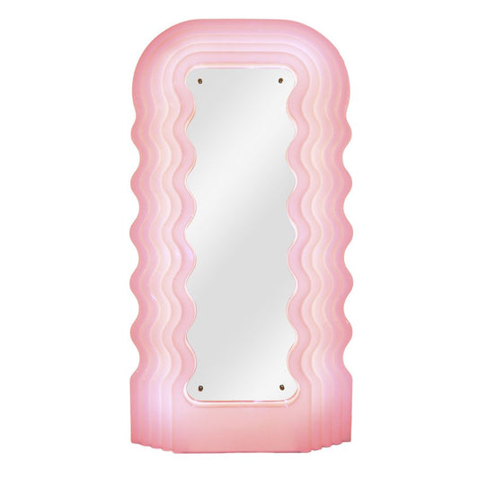 Acrylic and Pink Neon Ultrafragola Mirror Lamp by Ettore Sottsass