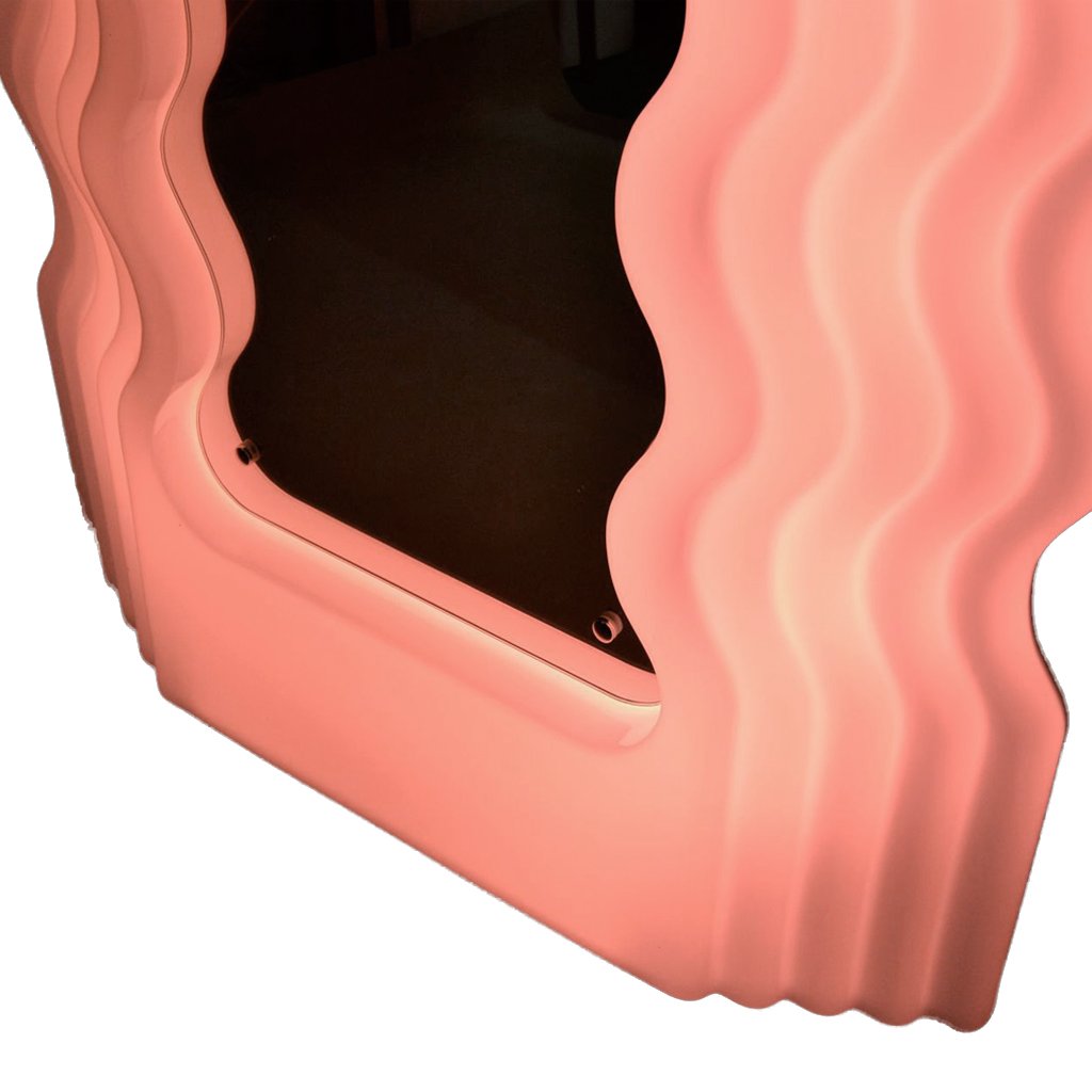 Acrylic and Pink Neon Ultrafragola Mirror Lamp by Ettore Sottsass