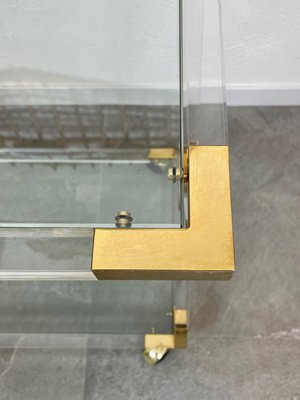 Acrylic Brass & Glass Serving Cart, Italy, 1970s-LYQ-1171490