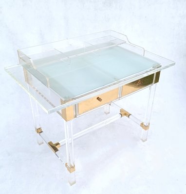 Acrylic Glass and Brass Desk by Charles Hollis Jones, 1990s-RFT-1742958