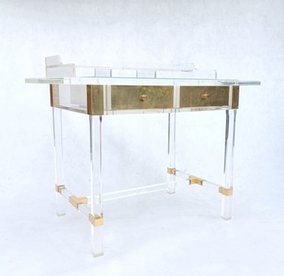 Acrylic Glass and Brass Desk by Charles Hollis Jones, 1990s-RFT-1742958