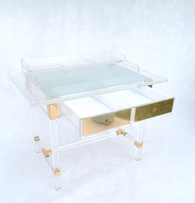 Acrylic Glass and Brass Desk by Charles Hollis Jones, 1990s-RFT-1742958