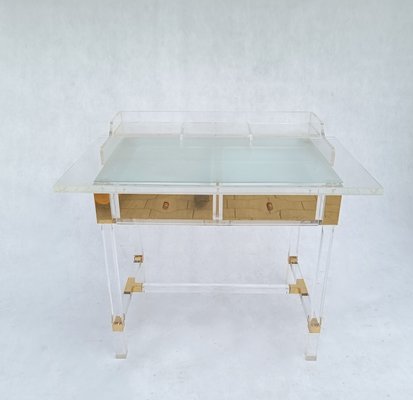 Acrylic Glass and Brass Desk by Charles Hollis Jones, 1990s-RFT-1742958