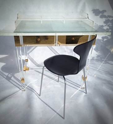 Acrylic Glass and Brass Desk by Charles Hollis Jones, 1990s-RFT-1742958