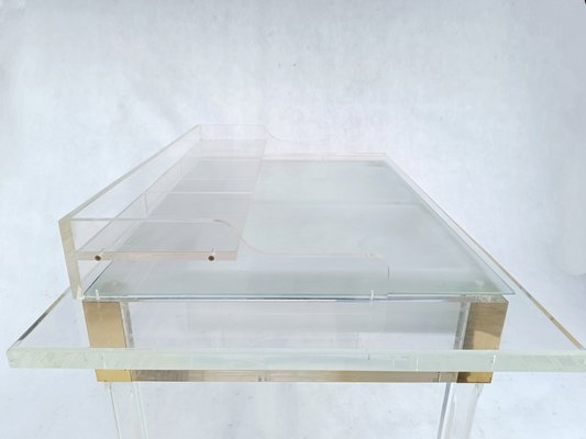 Acrylic Glass and Brass Desk by Charles Hollis Jones, 1990s-RFT-1742958