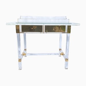 Acrylic Glass and Brass Desk by Charles Hollis Jones, 1990s-RFT-1742958