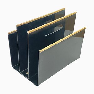 Acrylic Glass and Brass Magazines Stands, France, 1970s-UR-1367260