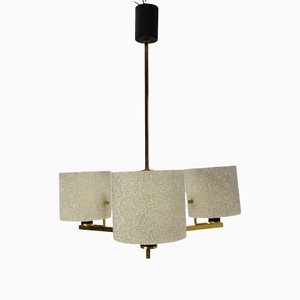 Acrylic Glass and Brass Pendant Lamp or Chandelier from Arlus, France, 1950s-RIU-1142284