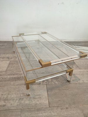 Acrylic Glass and Brass Sliding Coffee Table, 1985-WBX-1423062