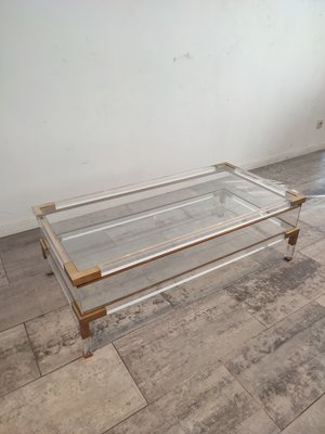 Acrylic Glass and Brass Sliding Coffee Table, 1985-WBX-1423062