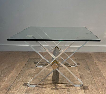 Acrylic Glass and Chrome Side Tables, 1970s, Set of 2-BA-1706060