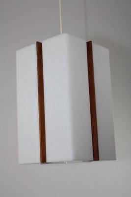 Acrylic Glass and Teak Ceiling Light attributed to Rupert Nikoll, 1950s-ZWH-1408682