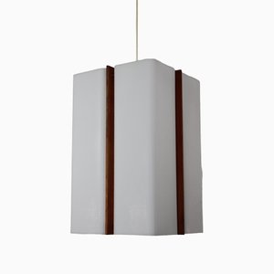 Acrylic Glass and Teak Ceiling Light attributed to Rupert Nikoll, 1950s-ZWH-1408682