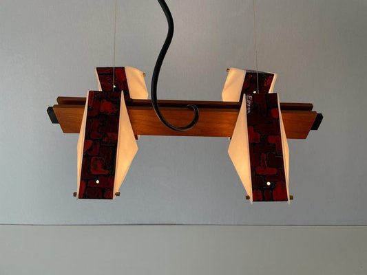 Acrylic Glass and Wood Ceiling Lamp with Enamel Artwork from Esperia, Italy, 1960s-RDS-1736596