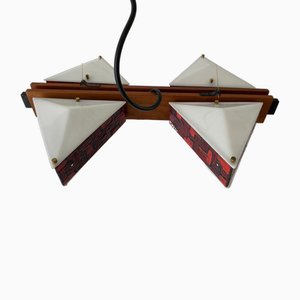 Acrylic Glass and Wood Ceiling Lamp with Enamel Artwork from Esperia, Italy, 1960s-RDS-1736596