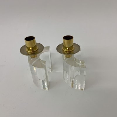 Acrylic Glass Candleholders, 1970s, Set of 2-BGP-1338636