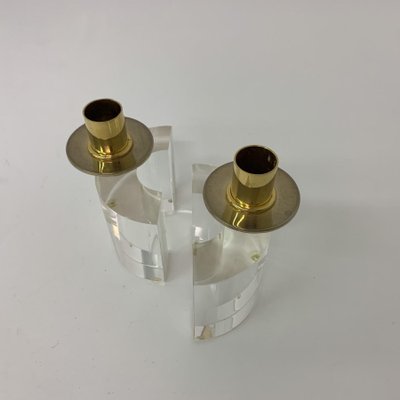 Acrylic Glass Candleholders, 1970s, Set of 2-BGP-1338636