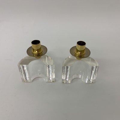 Acrylic Glass Candleholders, 1970s, Set of 2-BGP-1338636