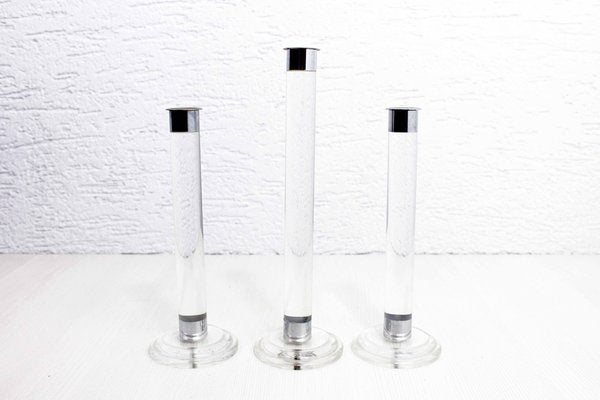 Acrylic Glass Candleholders by Estrid Ericson for Svenskt Tenn, 1980s, Set of 3-BQF-1768293