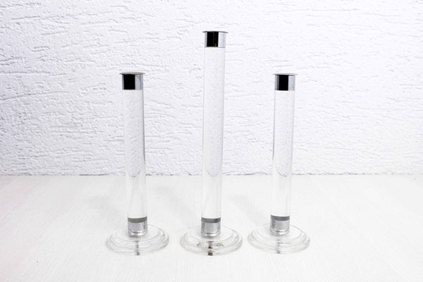 Acrylic Glass Candleholders by Estrid Ericson for Svenskt Tenn, 1980s, Set of 3-BQF-1768293