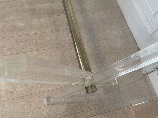 Acrylic Glass, Gilded Metal and Beveled Glass Side Table, 1970s-JG-1761049