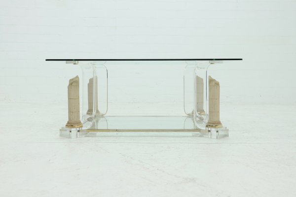 Acrylic Glass & Glass 2-Tier Pedestal Coffee Table, 1980s-VV-1196068