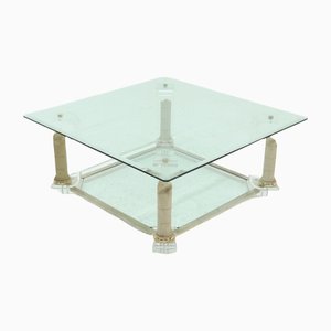 Acrylic Glass & Glass 2-Tier Pedestal Coffee Table, 1980s-VV-1196068