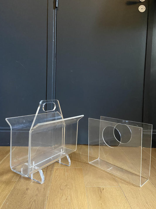 Acrylic Glass Magazine Holders, 1960s, Set of 2