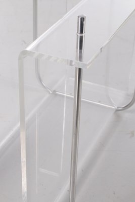 Acrylic Glass Magazine Rack with Metal Accents, 1970s-EZZ-1112825