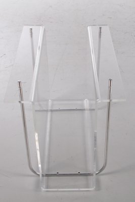 Acrylic Glass Magazine Rack with Metal Accents, 1970s-EZZ-1112825