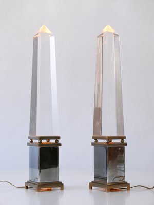 Acrylic Glass Obelisk Table Lamps by Sandro Petti for Maison Jansen, France, Set of 2-WPT-1007487