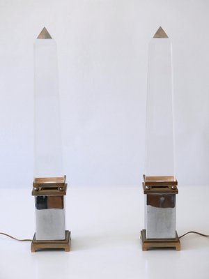 Acrylic Glass Obelisk Table Lamps by Sandro Petti for Maison Jansen, France, Set of 2-WPT-1007487