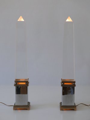 Acrylic Glass Obelisk Table Lamps by Sandro Petti for Maison Jansen, France, Set of 2-WPT-1007487