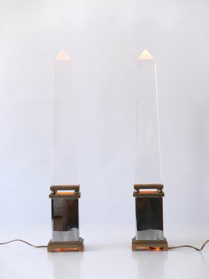 Acrylic Glass Obelisk Table Lamps by Sandro Petti for Maison Jansen, France, Set of 2-WPT-1007487