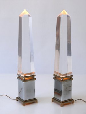 Acrylic Glass Obelisk Table Lamps by Sandro Petti for Maison Jansen, France, Set of 2-WPT-1007487