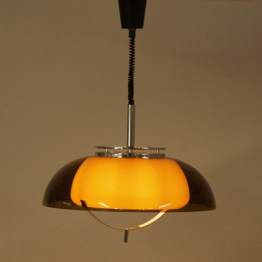 Acrylic Glass Pendant Lamp with Pull Handle from Dijkstra, 1970s