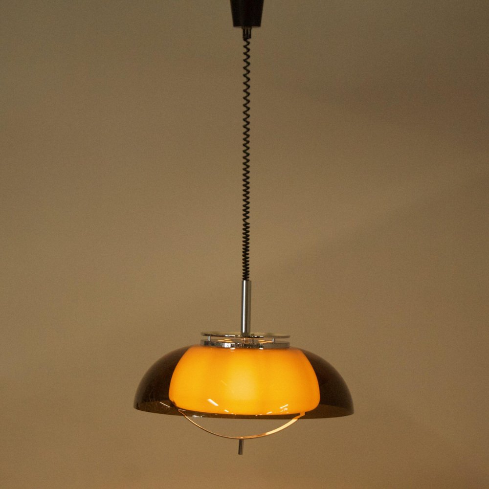 Acrylic Glass Pendant Lamp with Pull Handle from Dijkstra, 1970s