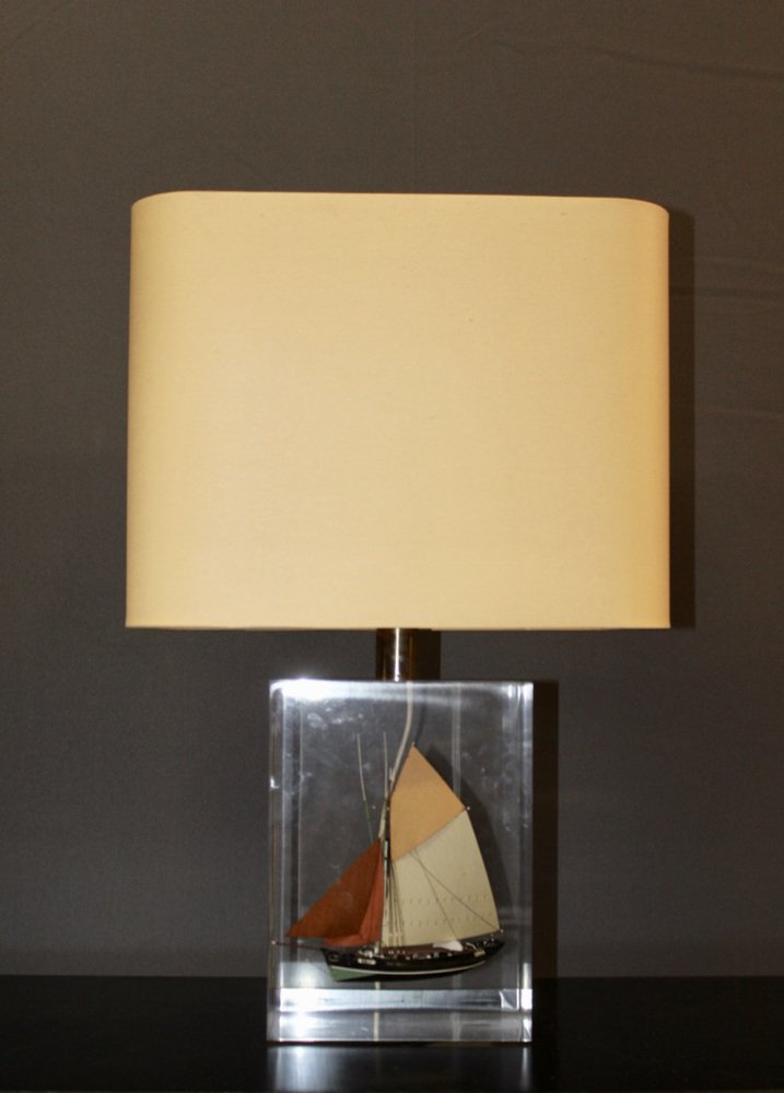 Acrylic Glass Table Lamp with Inclusion of Sails, 1980s